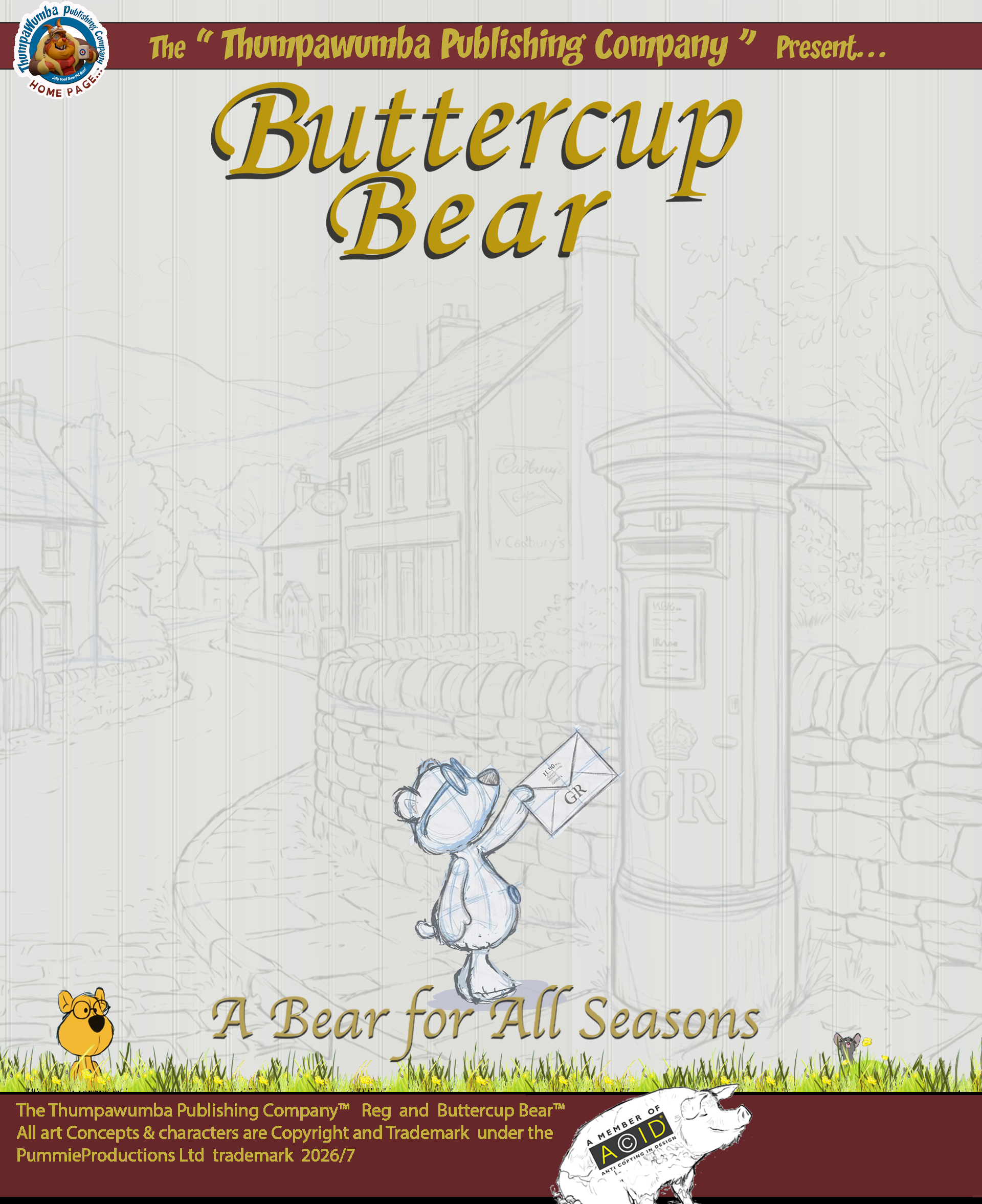 Buttercup Bear posting a letter